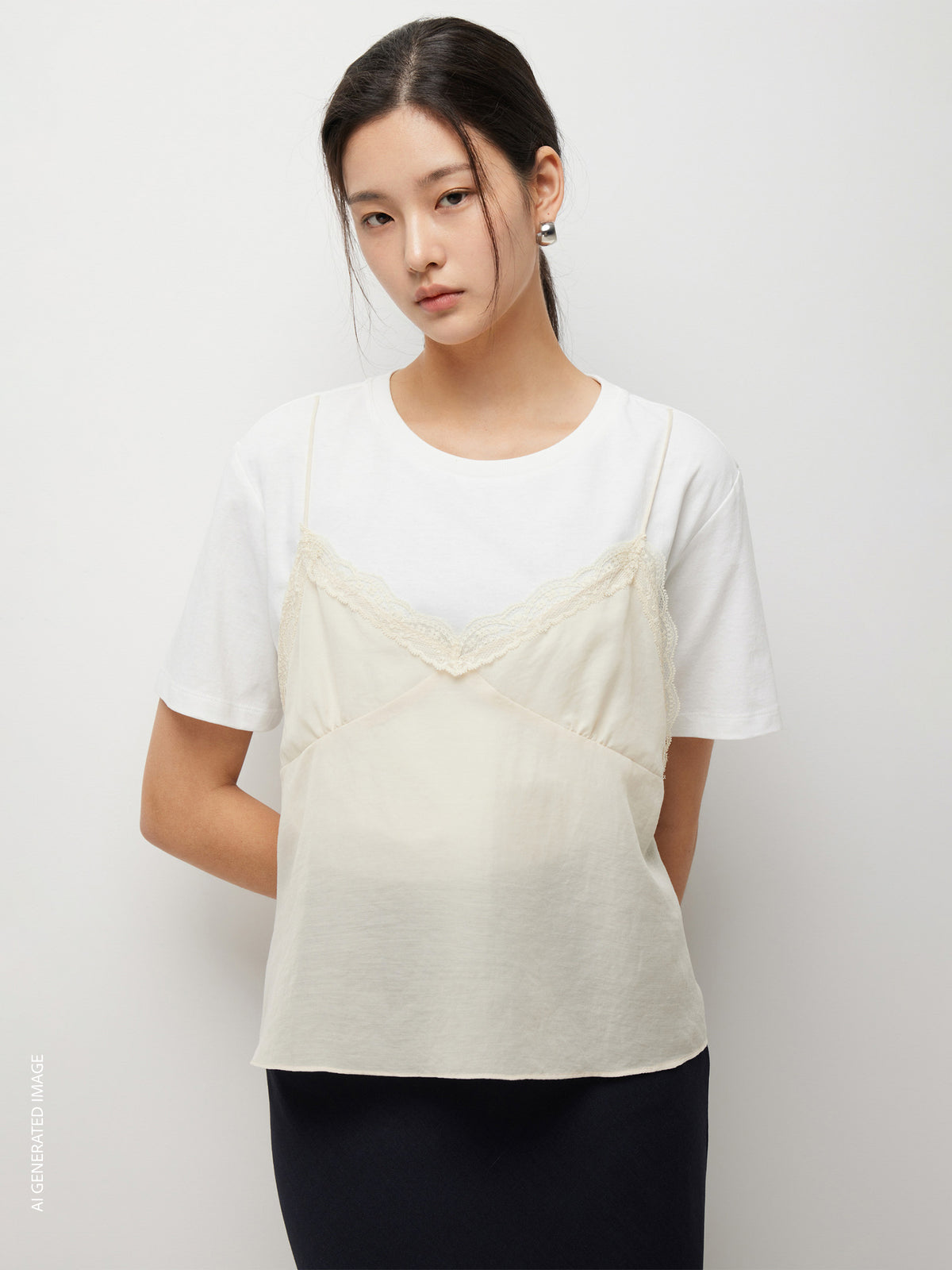 T-shirt com top em contraste - ucb_image_FY