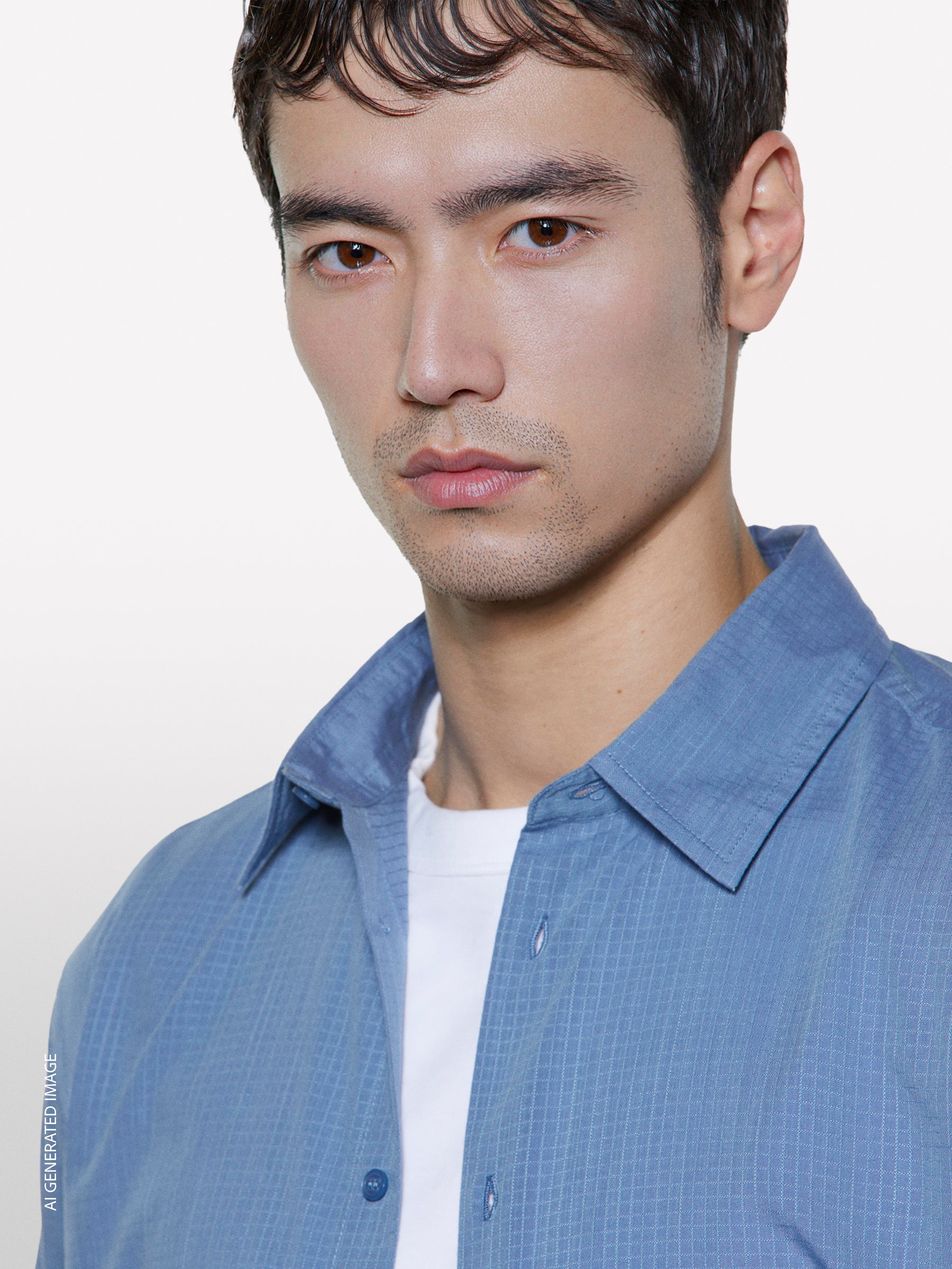 Camicia azzurra in cotone operato - ucb_image_FY