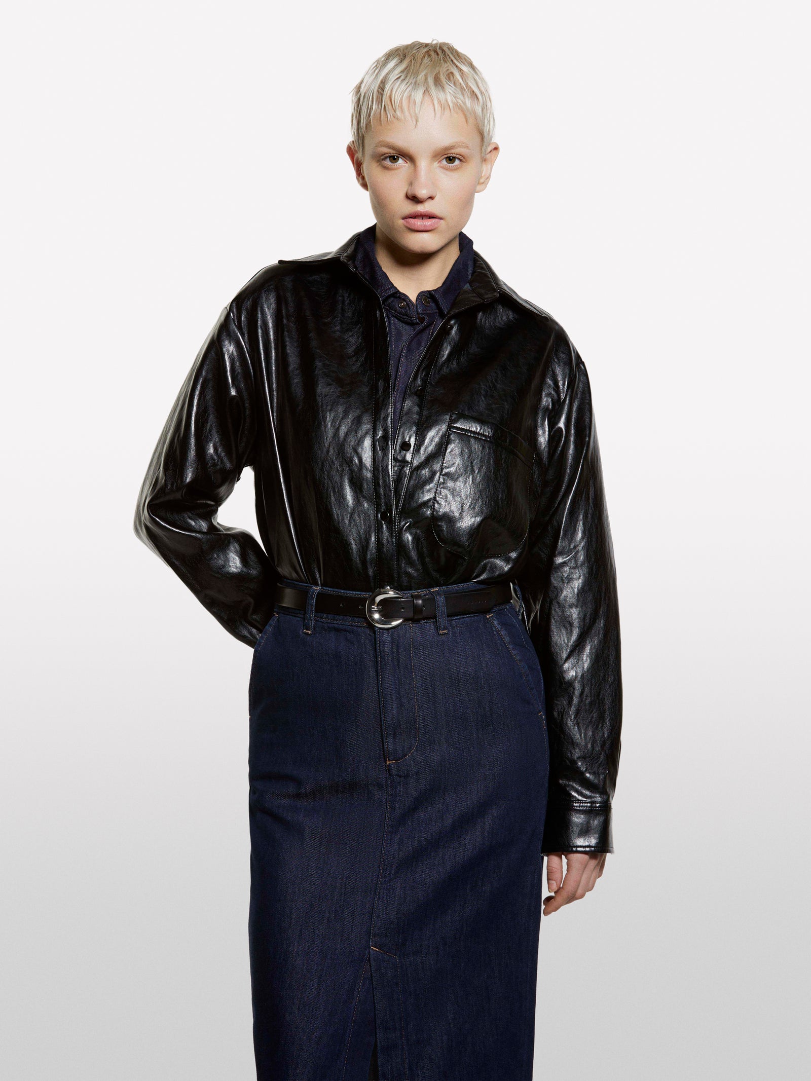 Black shiny shirt