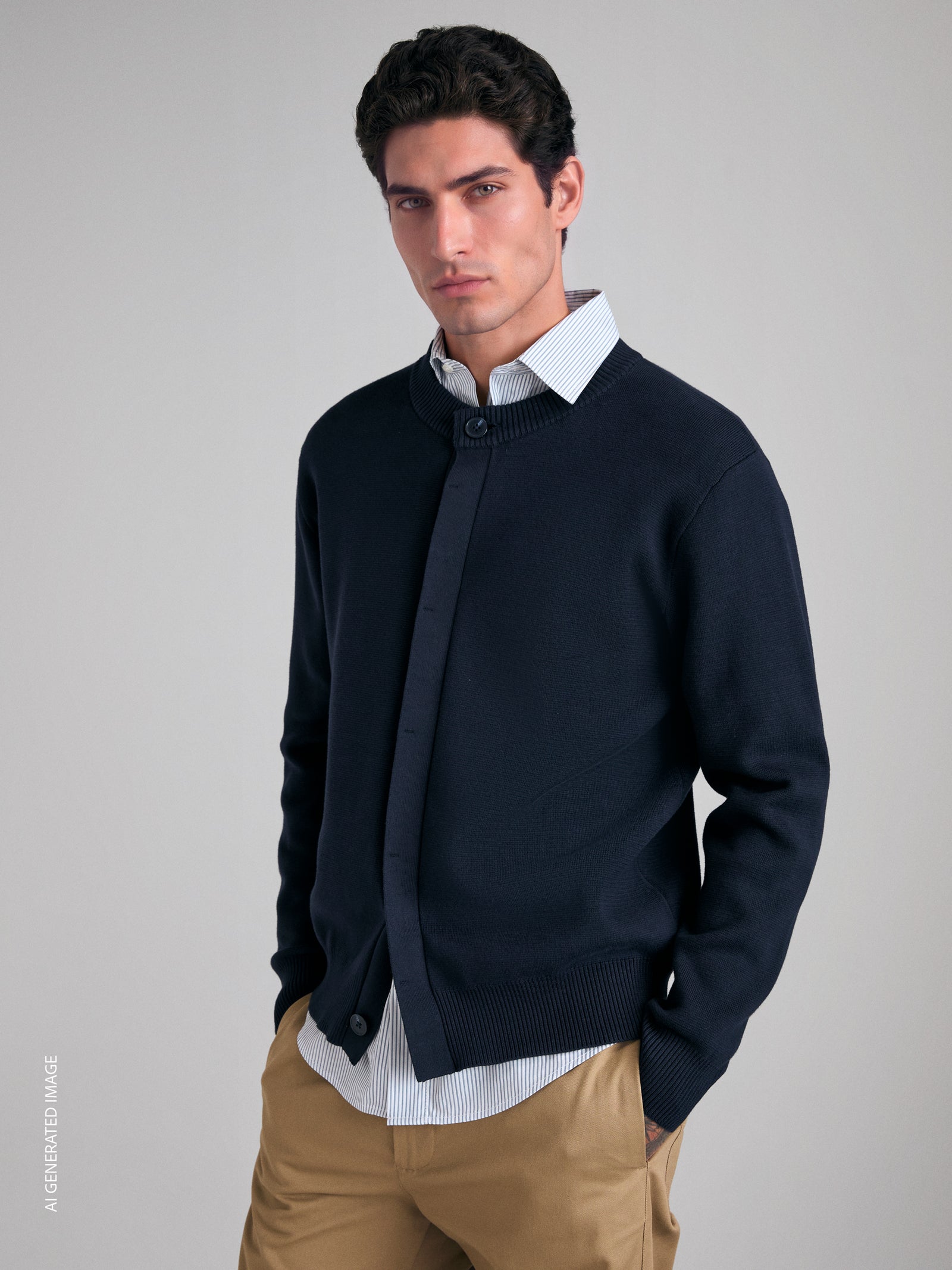Crew neck cardigan