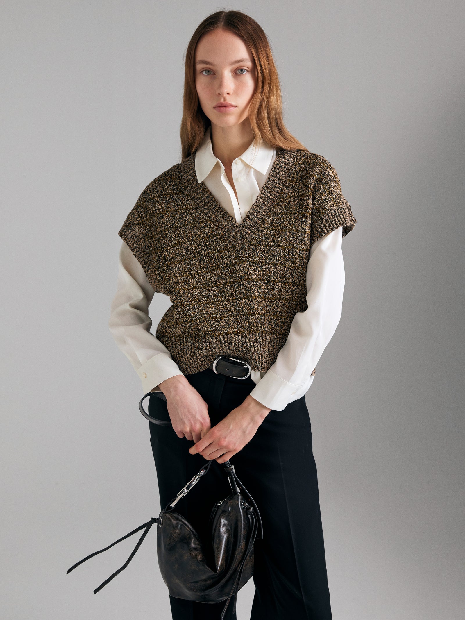 Mouliné knit vest