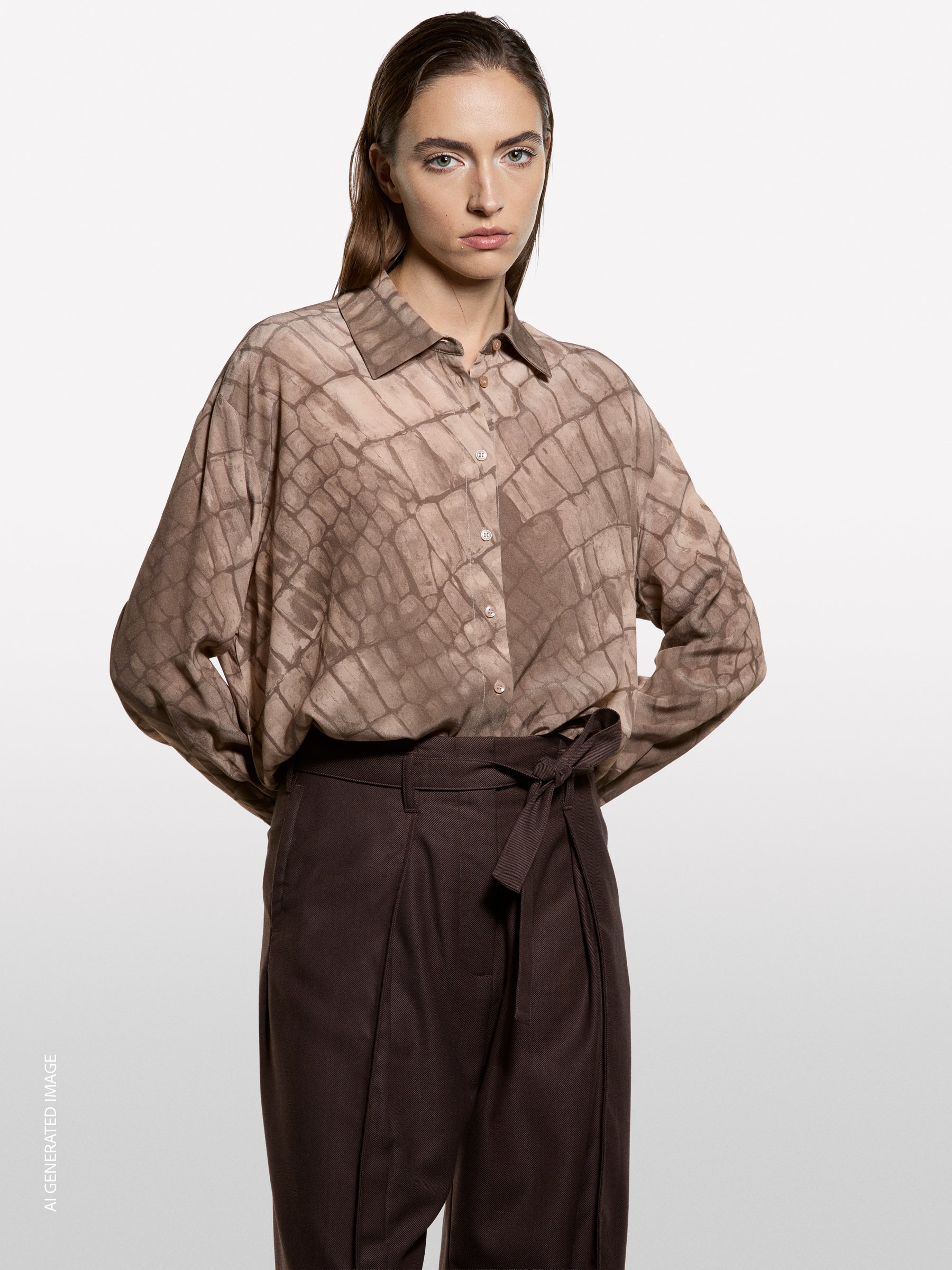 Camisa padrão estampada bege - ucb_image_FY