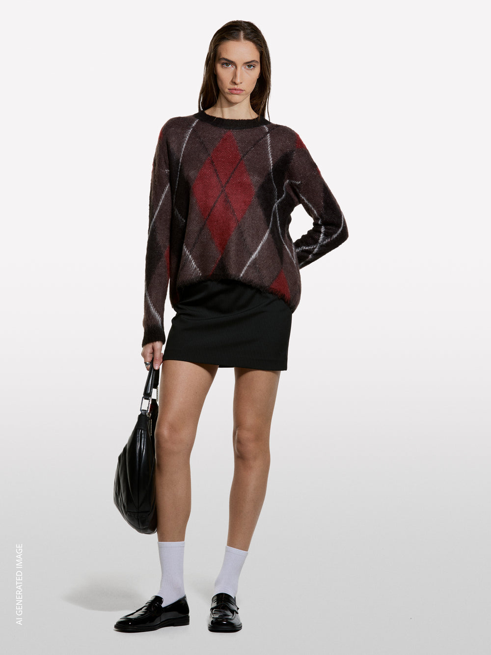 Maxi check pattern sweater