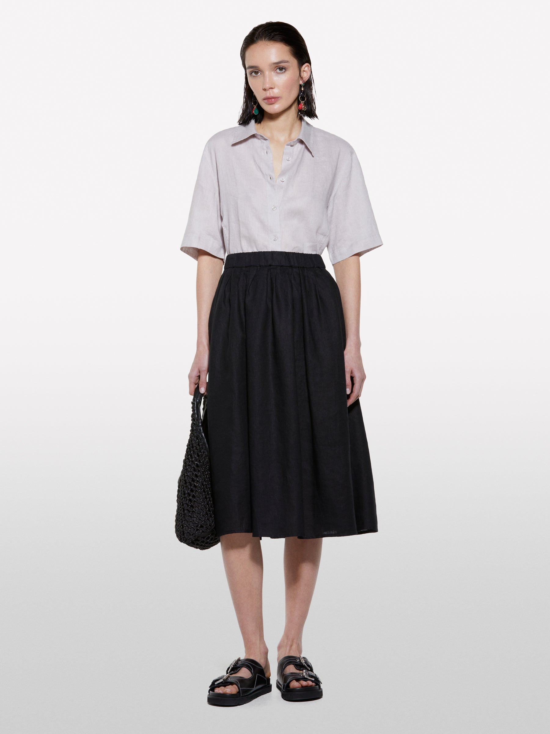 Saia midi preta em 100% linho - ucb_image_F