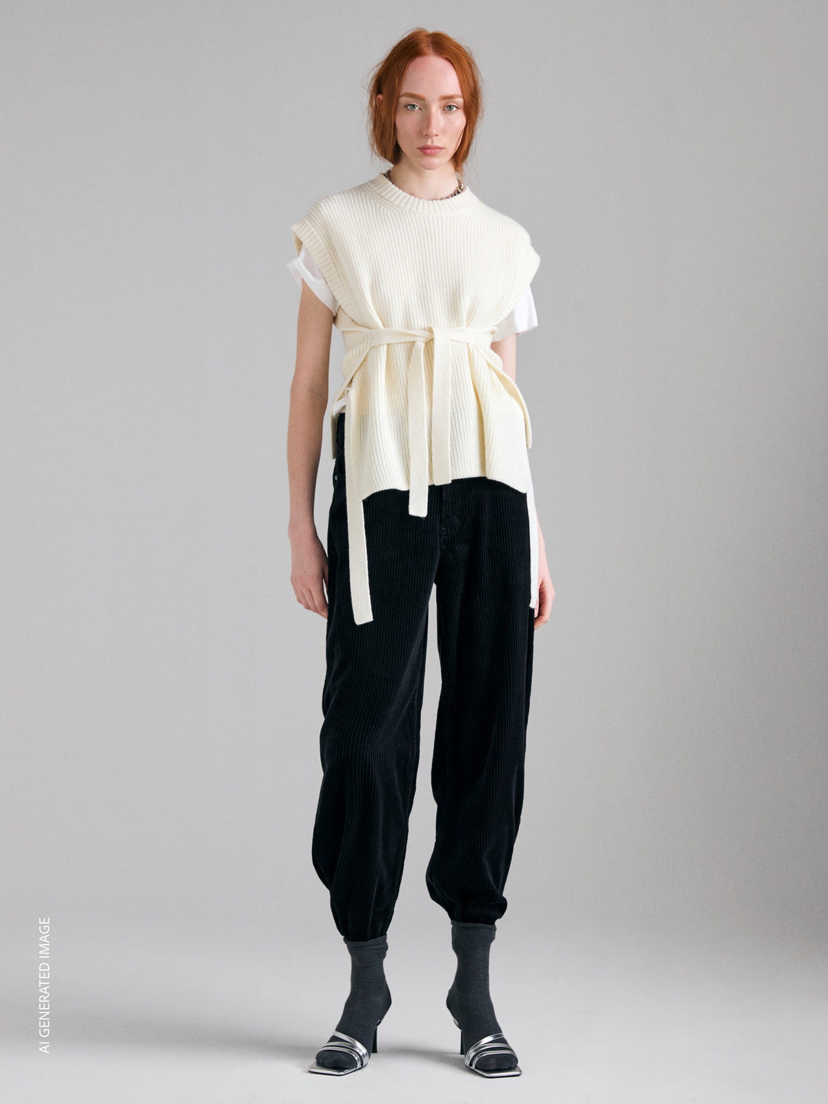 Gilet in maglia con lacci  - ucb_image_F