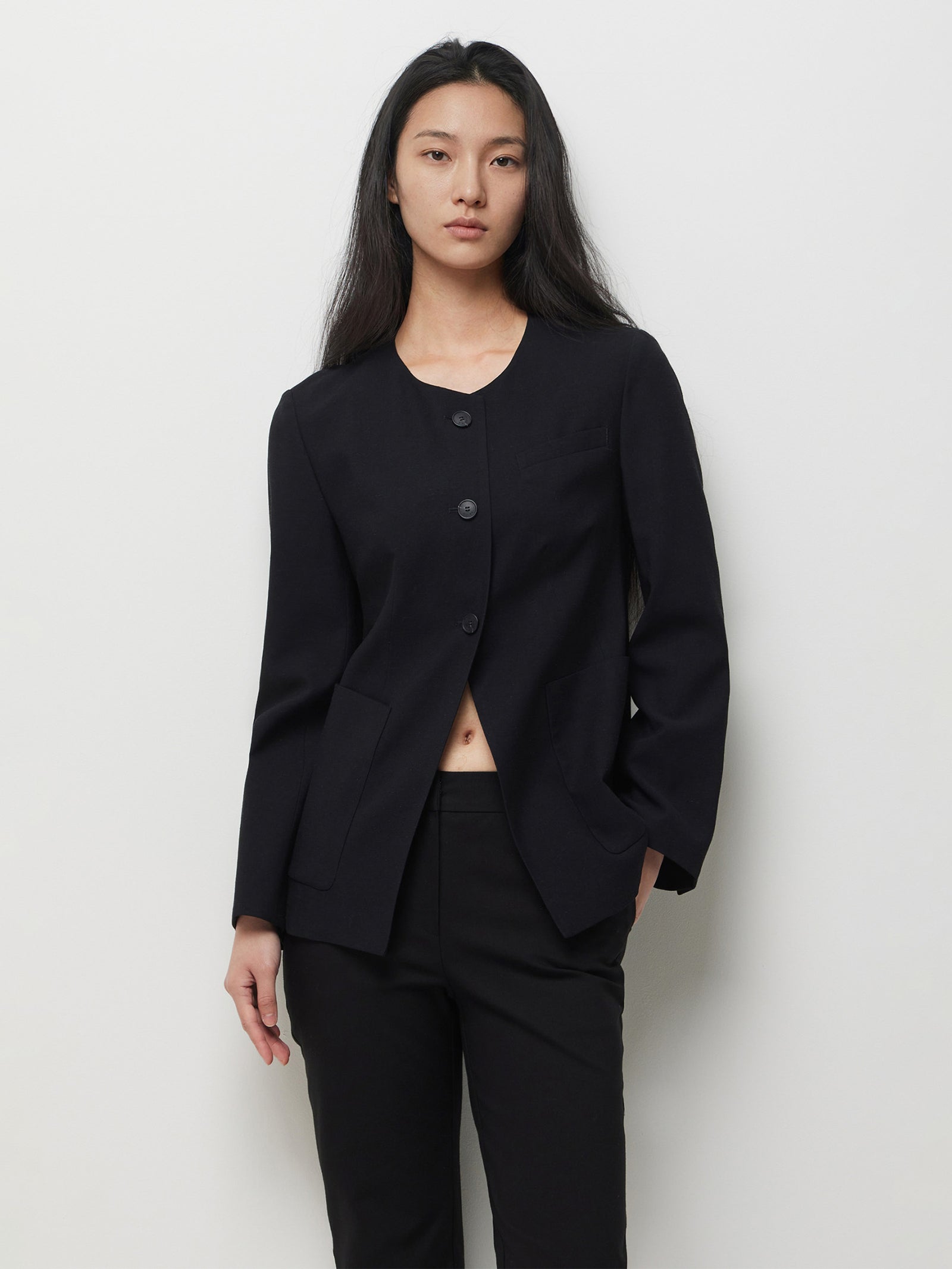 Crew neck blazer