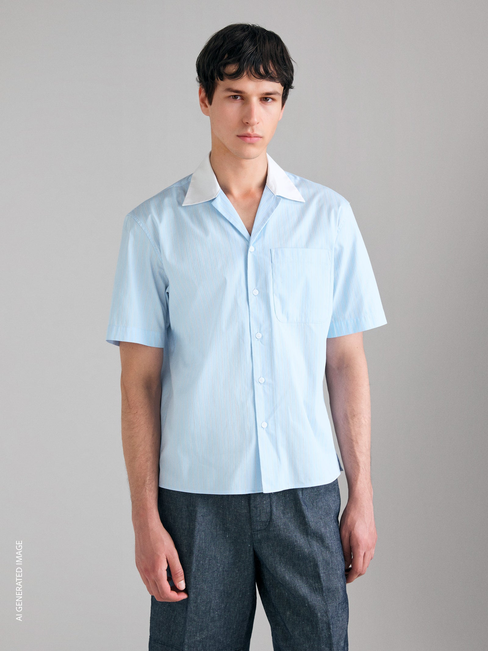 Short-sleeved striped shirt