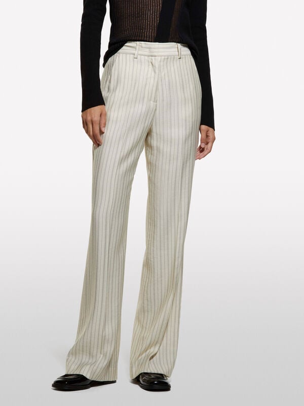 Cremeweiß gestreifte Hose Cremeweiß gestreifte Hose - palazzo hosen für damen | Sisley
