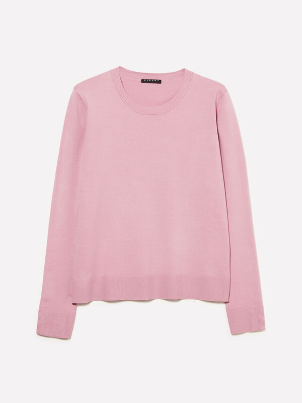 Malvenfarbener Pullover mit Rundhalsausschnitt - rundhalspullover für damen | Sisley