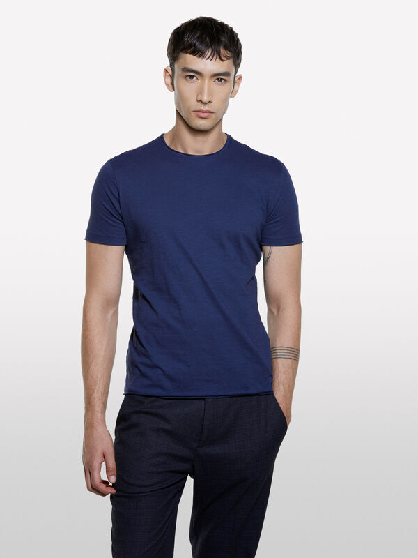 Blaues Slim Fit Kurzarm-T-Shirt - kurzärmeliges t-shirt für herren | Sisley