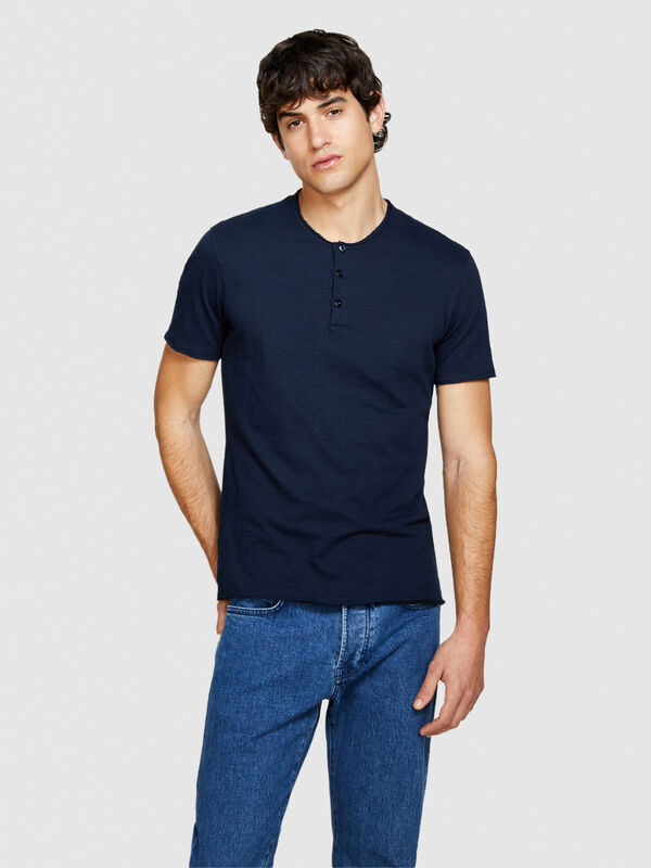 Serafino-T-Shirt slim fit - kurzärmeliges t-shirt für herren | Sisley