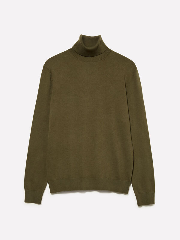 Olivgrüner Pullover mit hohem Kragen - pullover hoher kragen für herren | Sisley