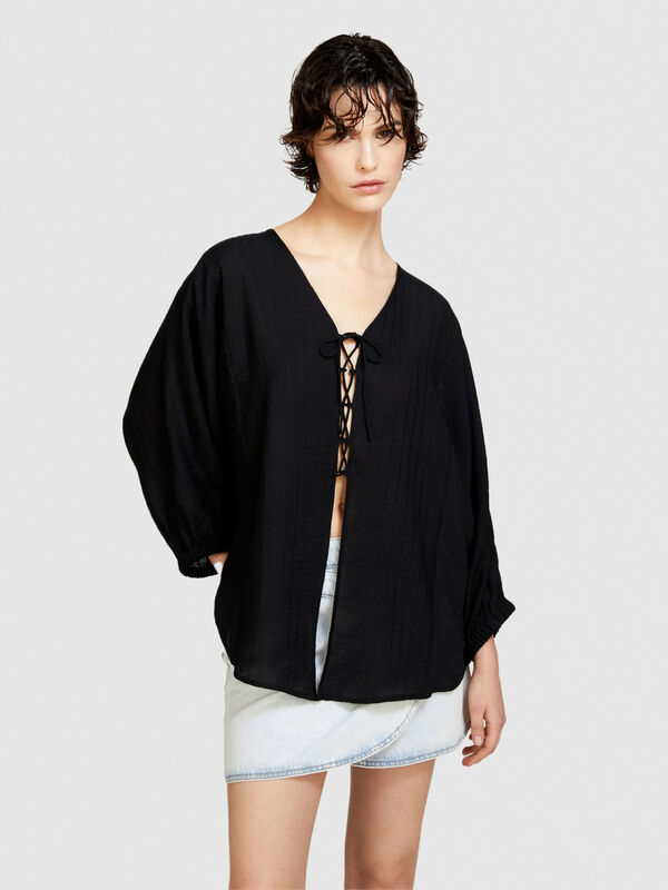 Kaftan-Bluse mit Schnüren - blusen für damen | Sisley