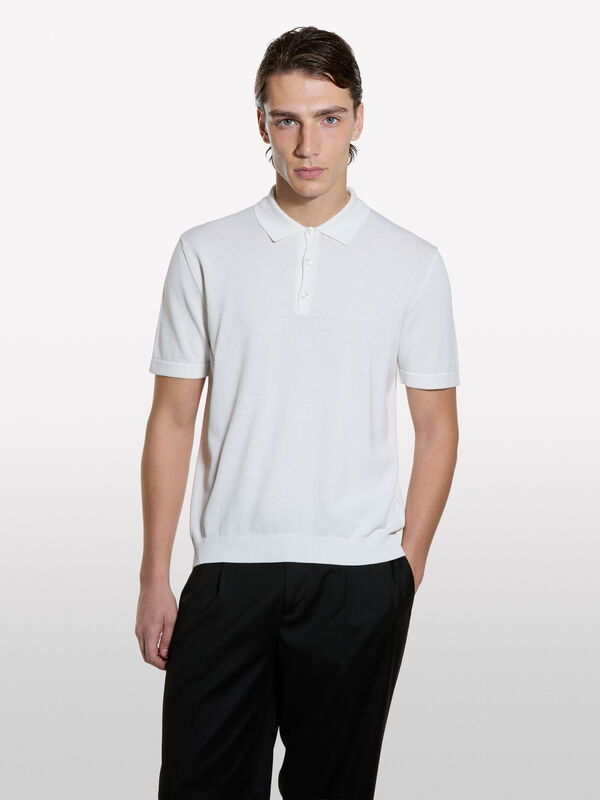 Creme-wei&szlig;es Strickpolo - polo f&uuml;r herren | Sisley