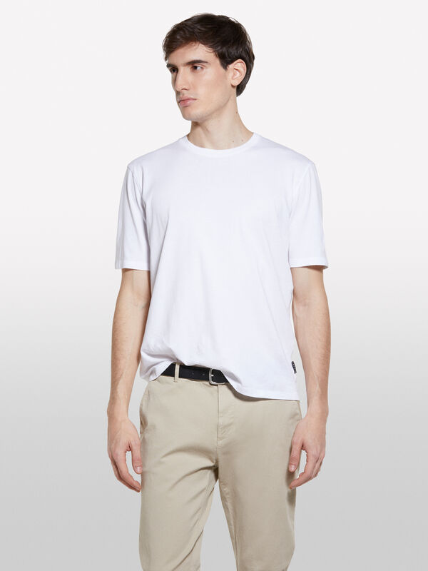 Weißes T-Shirt mit kurzen Ärmeln in regular fit - kurzärmeliges t-shirt für herren | Sisley