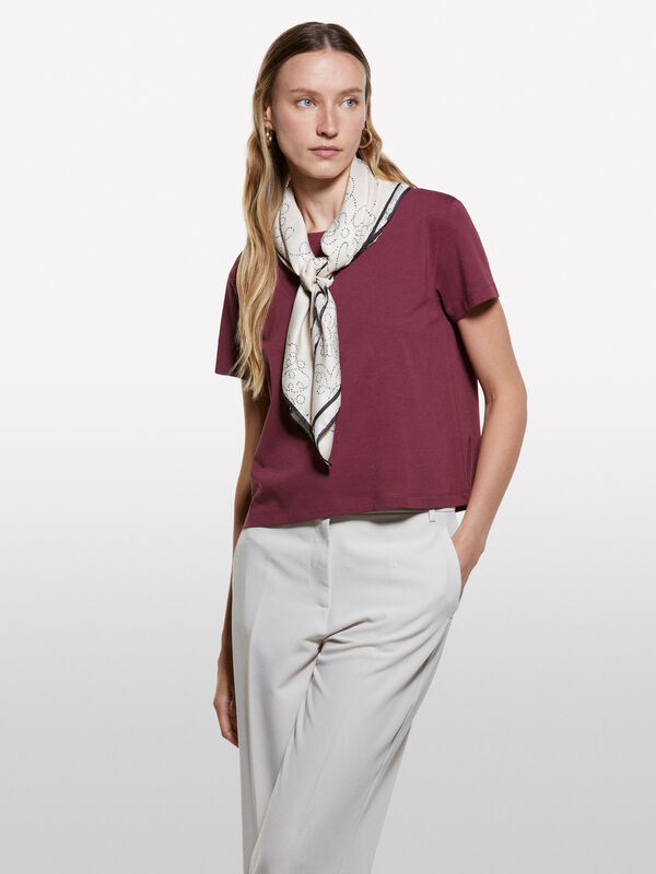 Burgunderfarbenes T-Shirt mit kastiger Passform - kurzärmeliges t-shirt für damen | Sisley