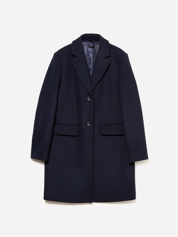 Dunkelblauer Midimantel - mäntel für damen | Sisley