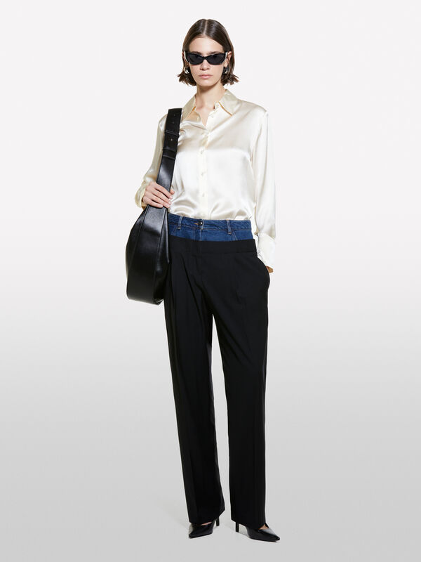Schwarze Hose mit Boxer in Jeans - palazzo hosen für damen | Sisley