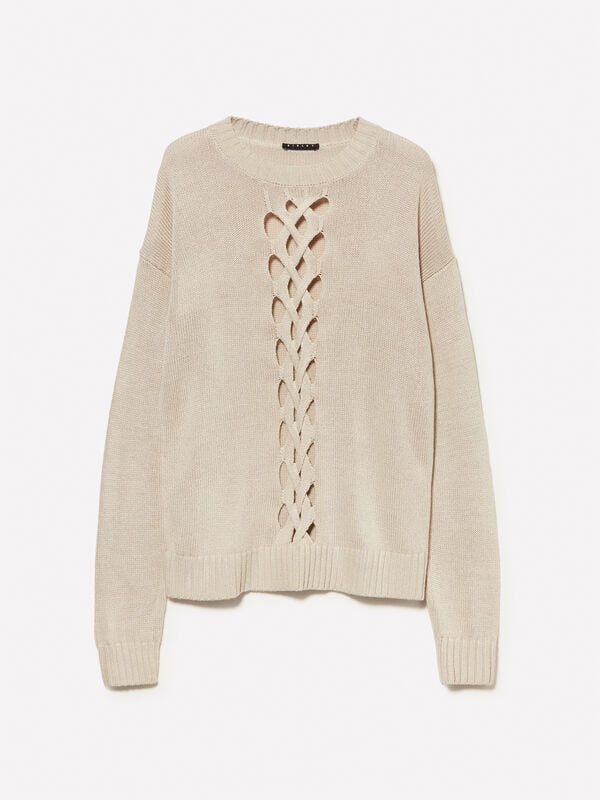 Pullover mit durchbrochenem Zopf Pullover mit durchbrochenem Zopf - rundhalspullover für damen | Sisley