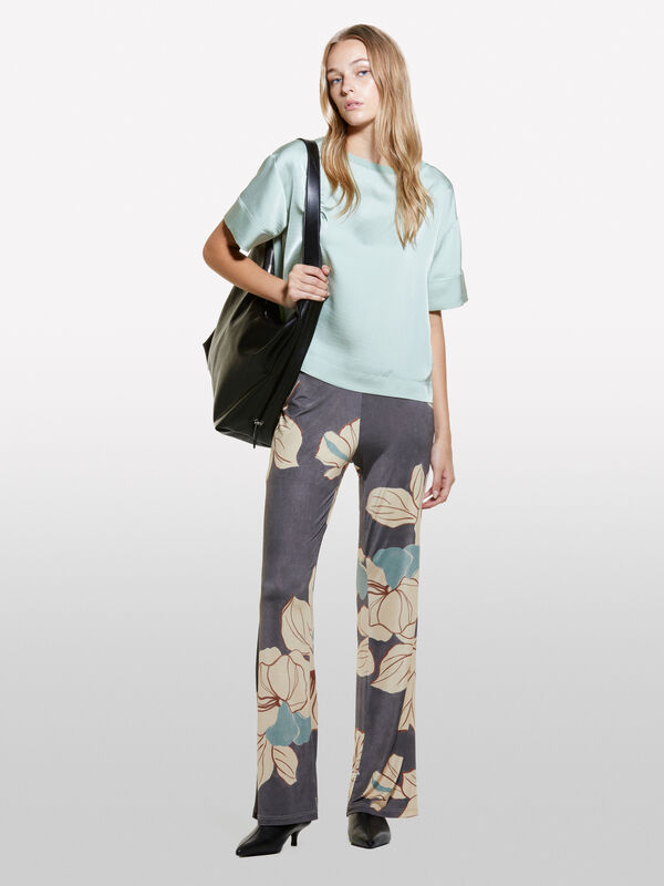 Mehrfarbig bedruckte Hose - hosen mit hoher taille für damen | Sisley