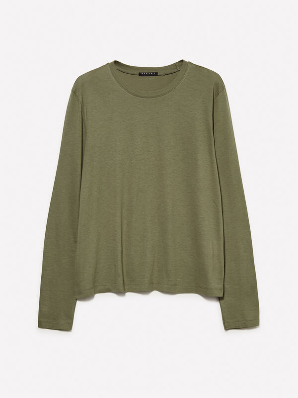 Langärmliges T-Shirt in Militärgrün Langärmliges T-Shirt in Militärgrün - langärmeliges t-shirt für damen | Sisley