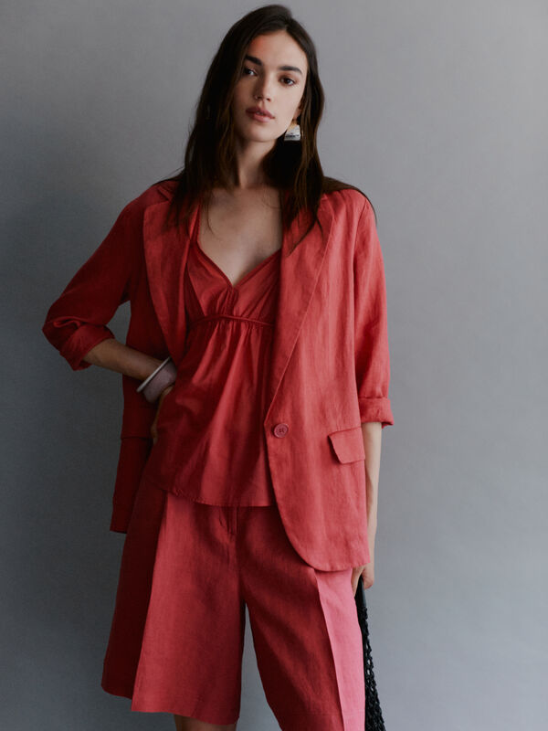 Rouge-Blazer aus 100% Leinen - blazer für damen | Sisley