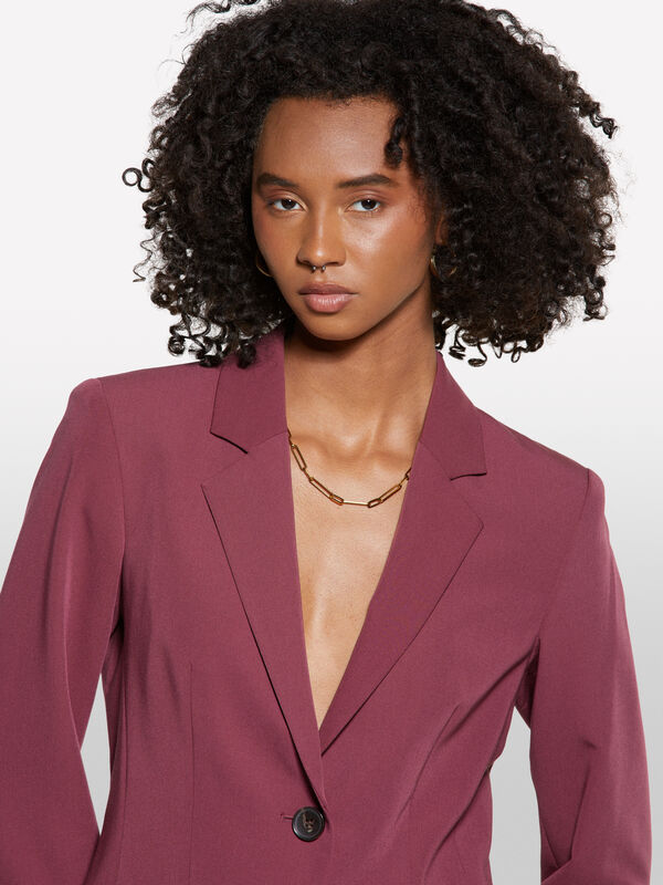 Burgunderroter Slim Fit Blazer - blazer für damen | Sisley