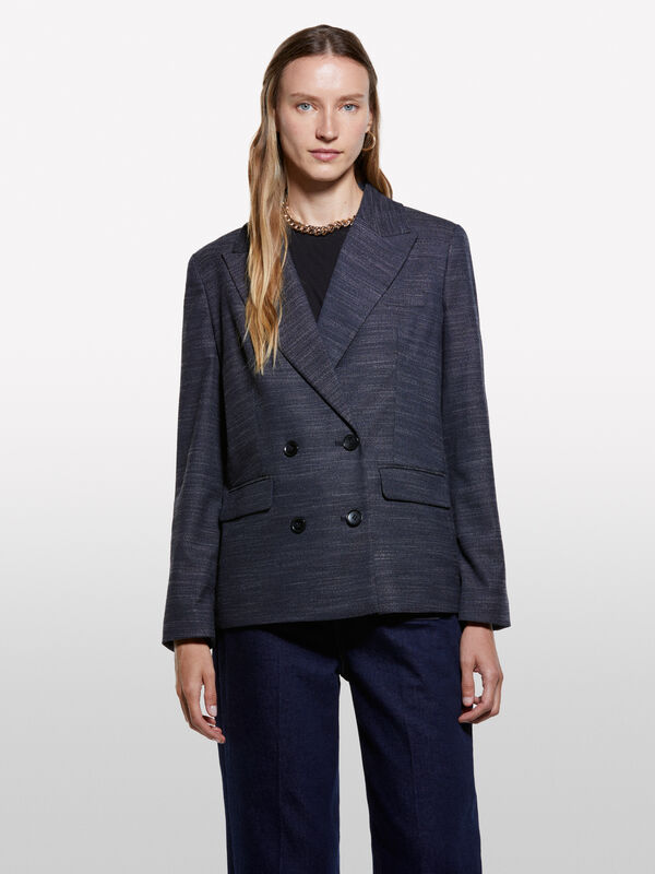 Dunkelblauer Flanellblazer - blazer für damen | Sisley