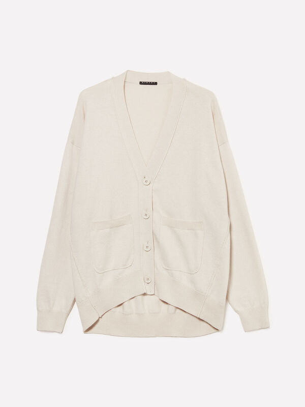 Übergroße taubengraue Strickjacke - cardigans für damen | Sisley