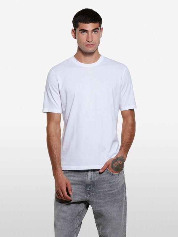 Weißes Kurzarm-T-Shirt mit normaler Passform - kurzärmeliges t-shirt für herren | Sisley