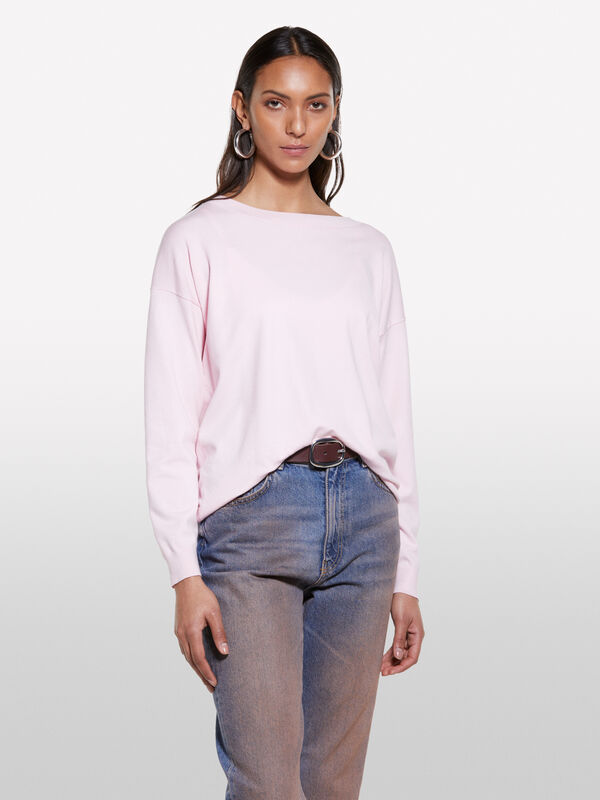 Rosa Pulli mit U-Boot-Ausschnitt - pullover u-bootausschnitt für damen | Sisley