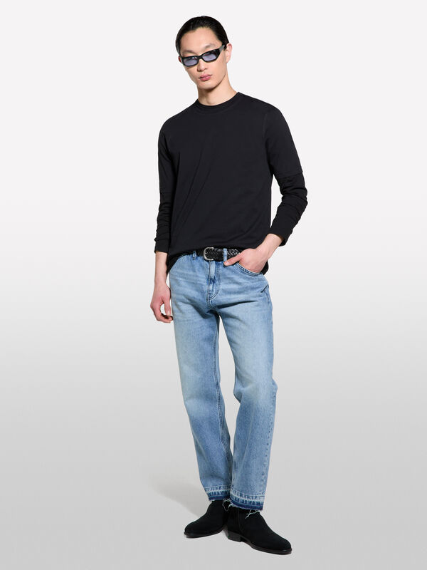 Schwarzes T-Shirt mit kurzen Ärmeln in regular fit - kurzärmeliges t-shirt für herren | Sisley