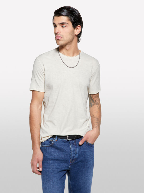 Langärmeliges T-Shirt slim fit in Hellbeige - kurzärmeliges t-shirt für herren | Sisley