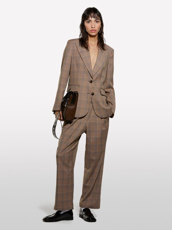 Beige karierter Blazer Beige karierter Blazer - blazer für damen | Sisley