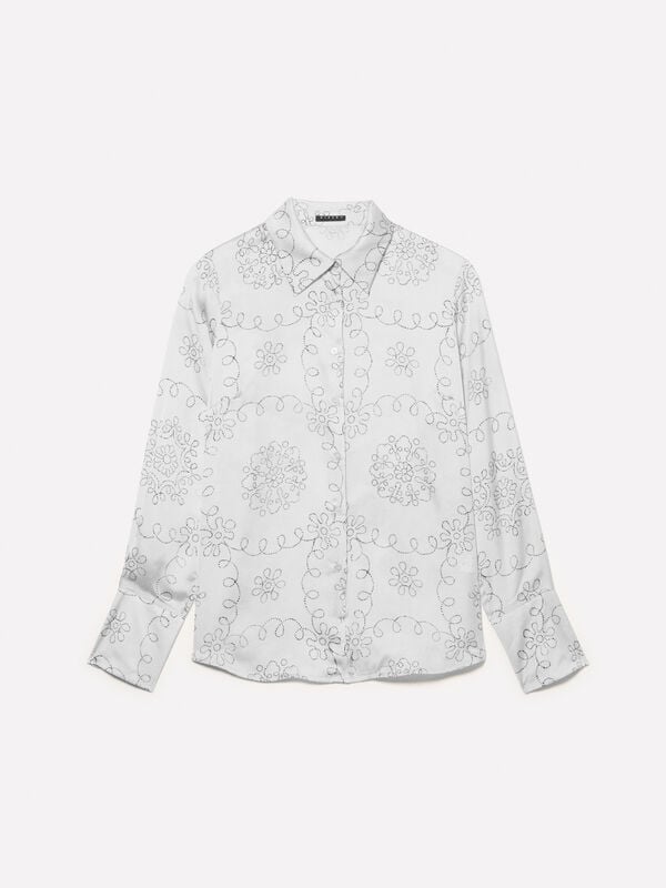 Beige bedrucktes Satinhemd Beige bedrucktes Satinhemd - hemden für damen | Sisley