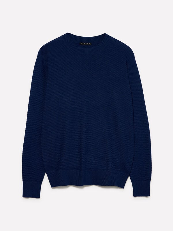 Dunkelblauer Pullover mit Rundhalsausschnitt Dunkelblauer Pullover mit Rundhalsausschnitt - rundhalspullover für herren | Sisley