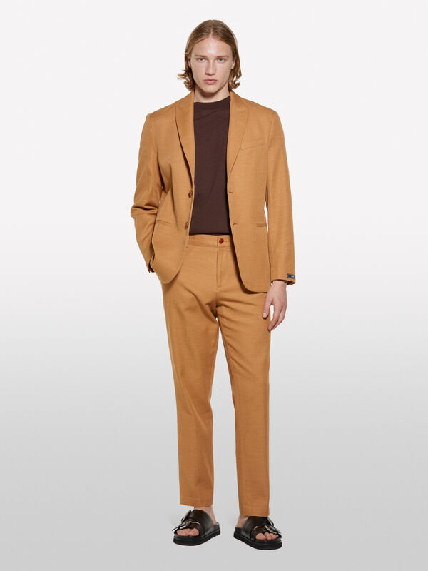 Kamelfarbene Slim-Comfort-Fit-Hose - slim hosen für herren | Sisley