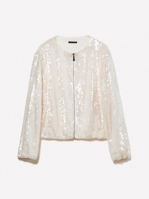 Sandfarbene Bomberjacke mit Pailletten Sandfarbene Bomberjacke mit Pailletten - jacketts und jacken für damen | Sisley