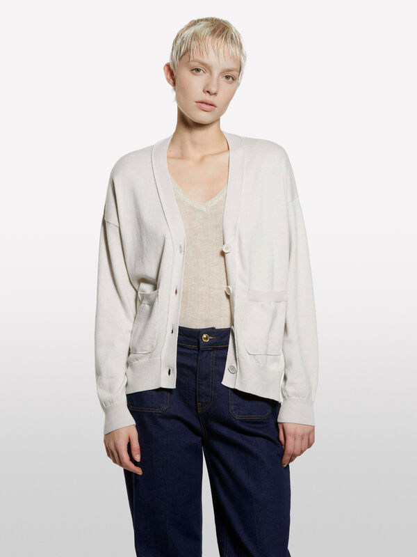 Übergroße taubengraue Strickjacke - cardigans für damen | Sisley