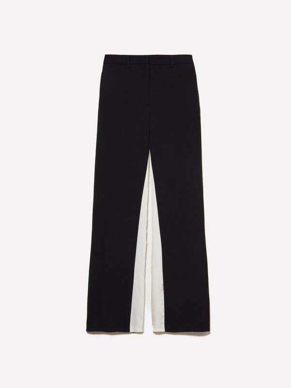 Schwarze Hose mit Satin - flare hosen f&uuml;r damen | Sisley