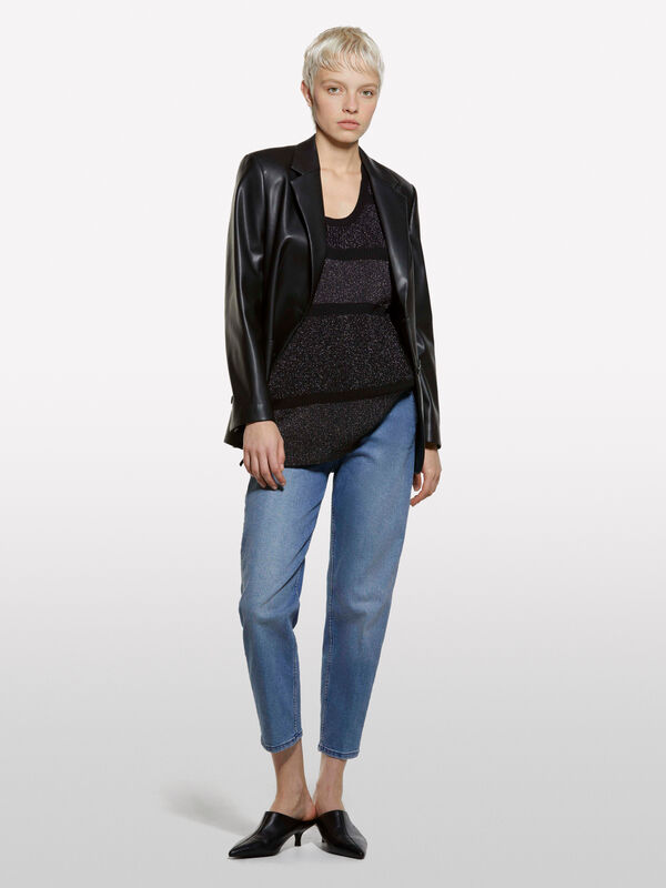 Maxi-Weste im Colorblock-Stil mit Lurex - pullover v-ausschnitt für damen | Sisley