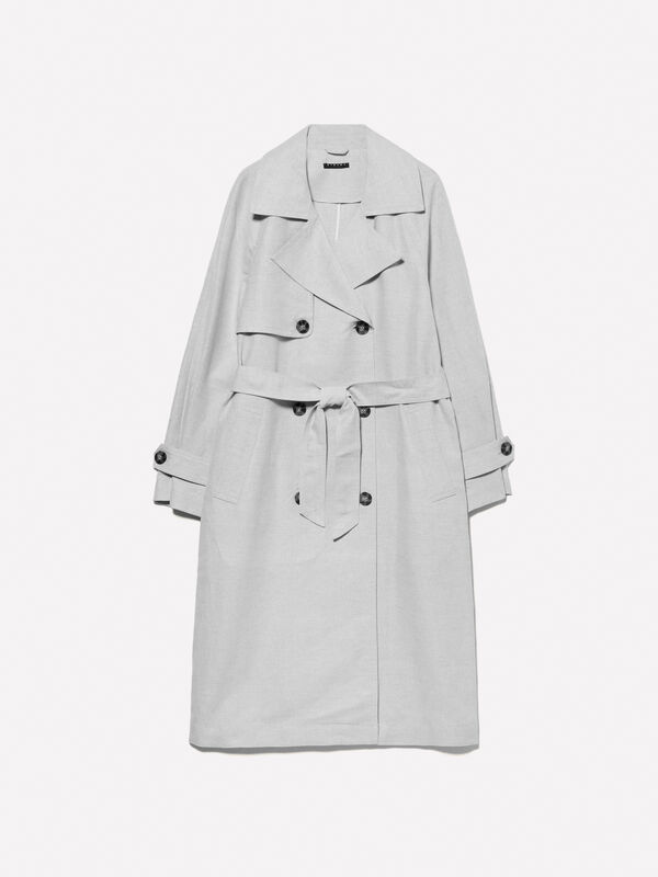 Beiger zweireihiger Trenchcoat Beiger zweireihiger Trenchcoat - trenchcoats und regenjacken für damen | Sisley