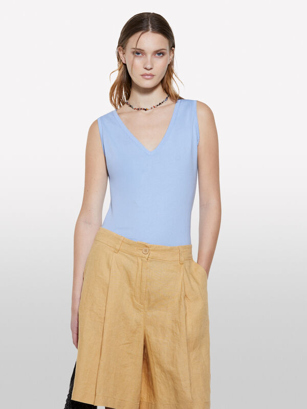 Hellblaues Tanktop mit V-Ausschnitt - top für damen | Sisley