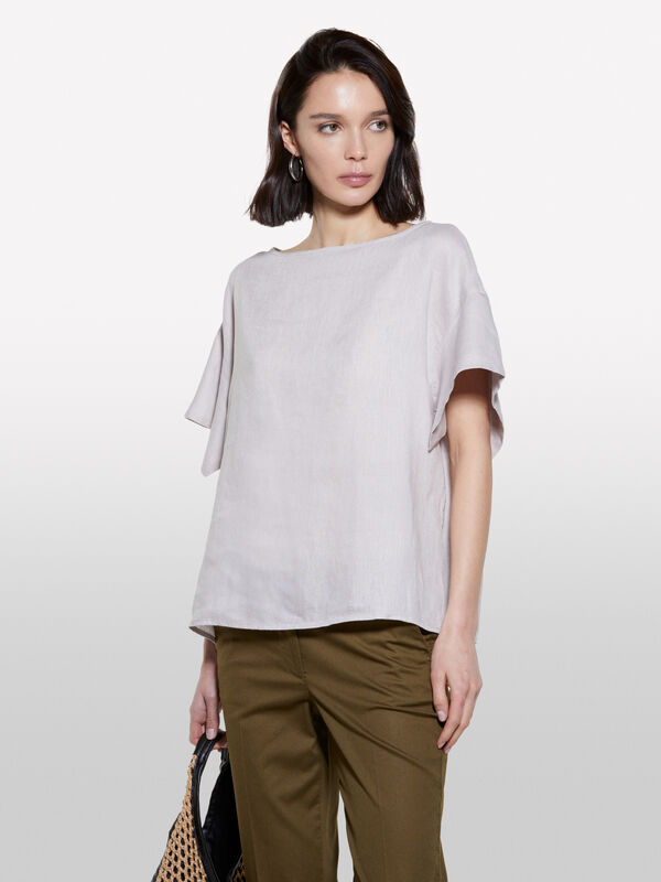Graue Bluse aus 100% Leinen - blusen für damen | Sisley
