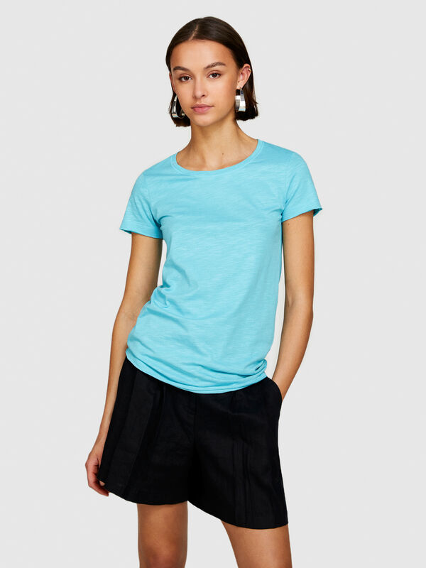 Rundhals T-Shirt - kurzärmeliges t-shirt für damen | Sisley