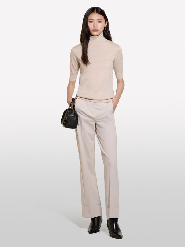 Kurzärmeliger Rollkragenpulli in Beige - pullover hoher kragen für damen | Sisley