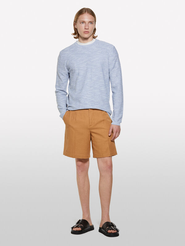 Hellblauer Melange-Pullover - rundhalspullover für herren | Sisley