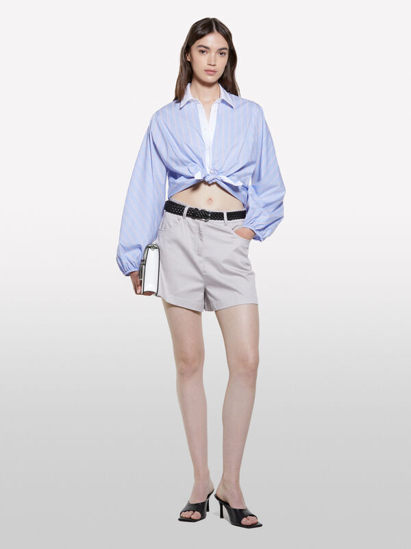 Blau gestreiftes Hemd mit Kontrast Blau gestreiftes Hemd mit Kontrast - hemden für damen | Sisley