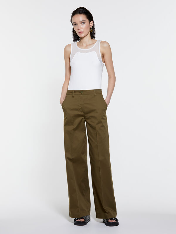 Militärgrüne Hose mit weitem Bein - palazzo hosen für damen | Sisley