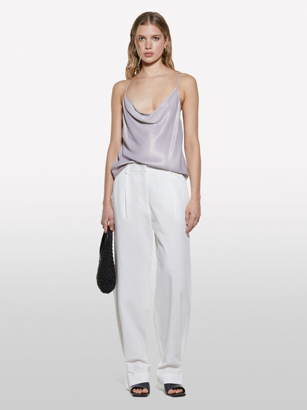 Weiße Hose mit entspannter Passform - palazzo hosen für damen | Sisley